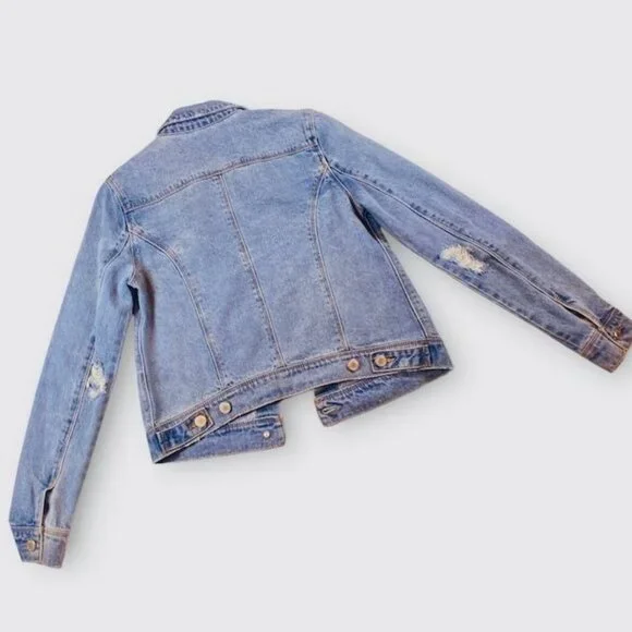 Haute Hippie Tribe Lottie Denim Jacket Blue, Size Small - Picture 8 of 12